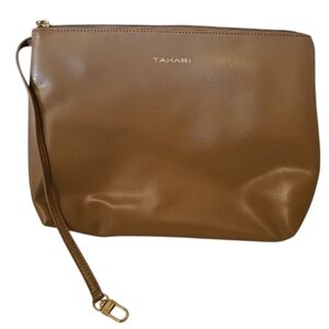 Beige and Gold Tahari Women's Wristlet